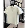 Men's Short Sleeve T -Shirt Half Zipper Casual Mesh Beach Breathable Pullover Solid Color Lightwear Loose Comfortable T-Shirts