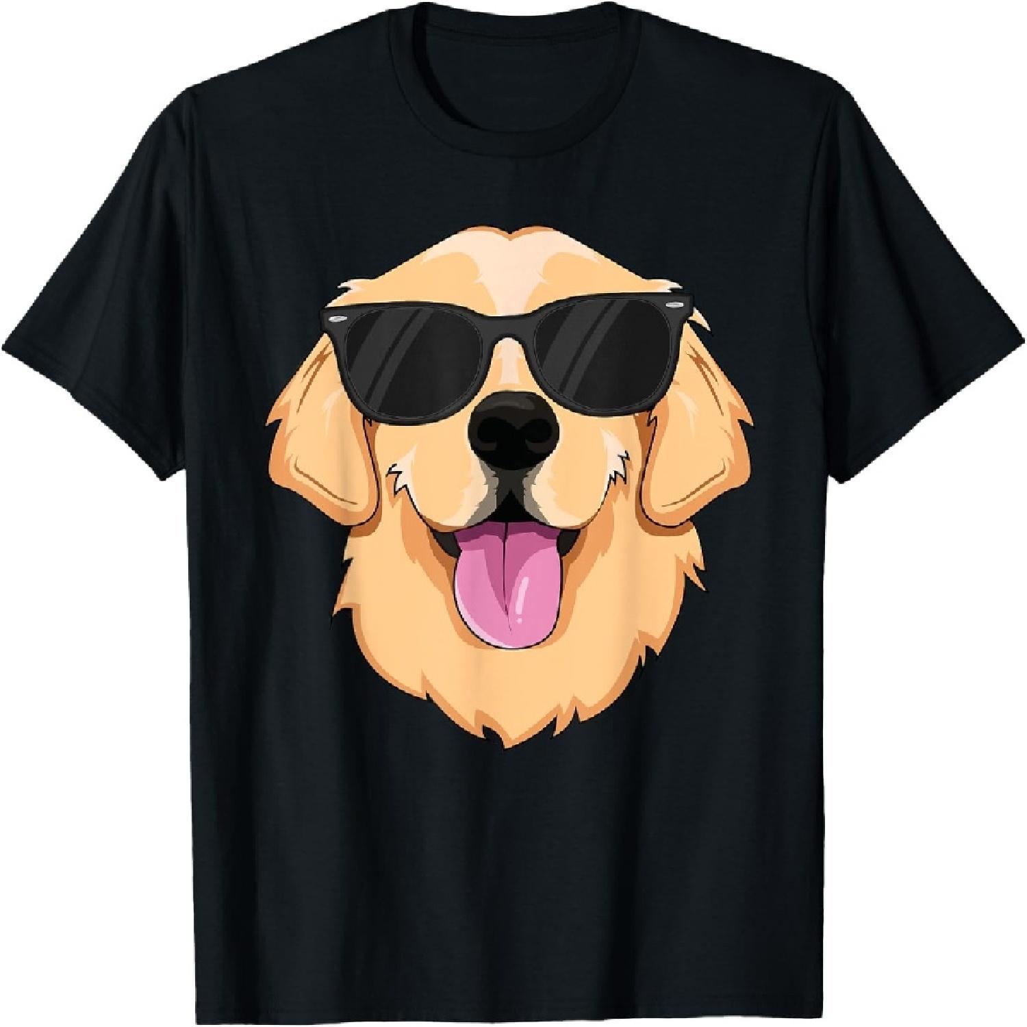 Golden Retriever T-Shirt for Kids Boys Girls Sunglasses Pet T-Shirt S