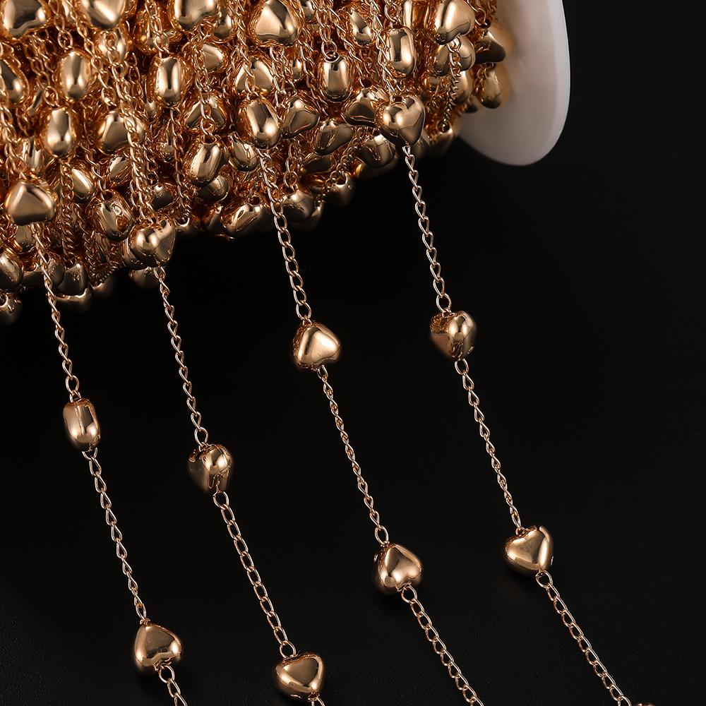 

2meter Chain 6mm CCB Heart Bead Copper Chain for Bracelet Necklace Glasses Anti Slip Chains DIY Handmade Jewelry Making