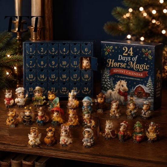 Halloween Gift for Kids 24 Days Advent Calendar 2026, Mini Highland Cow/Horse/Dog Figures Christmas Countdown Festive Atmosphere Props Calendar,