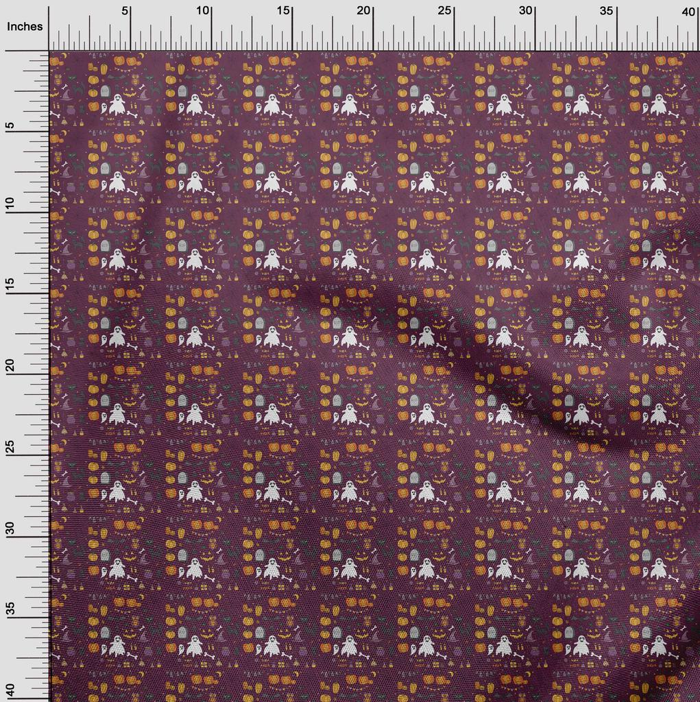 oneOone Cotton Flex Black Fabric Halloween Dress Material Fabric Print Fabric By The Yard 40 Inch