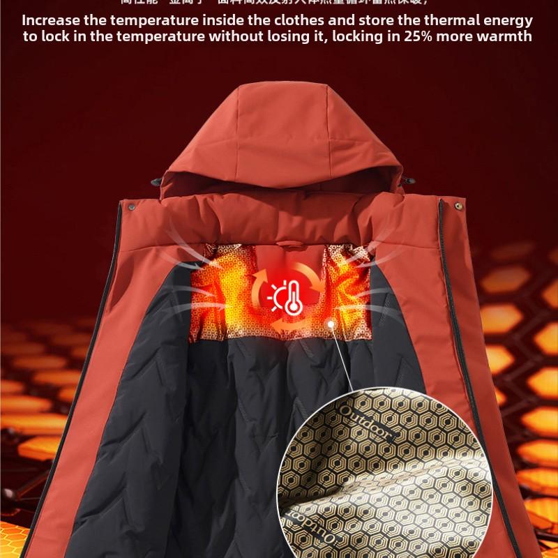 Plush and Thickened Jacket for Warmth and Waterproof Graphene Cotton Coat for Women and Men