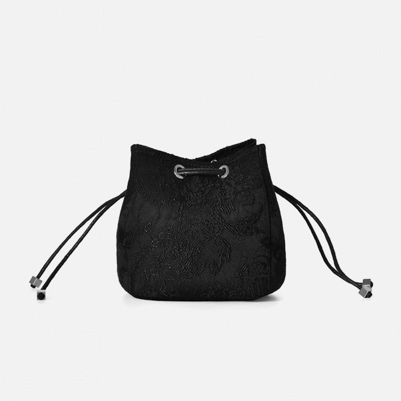 Handheld Jacquard Cloth Bucket Bag Chinese Style Drawstring High-end Women's Handbag Fashionable Small Shoulder