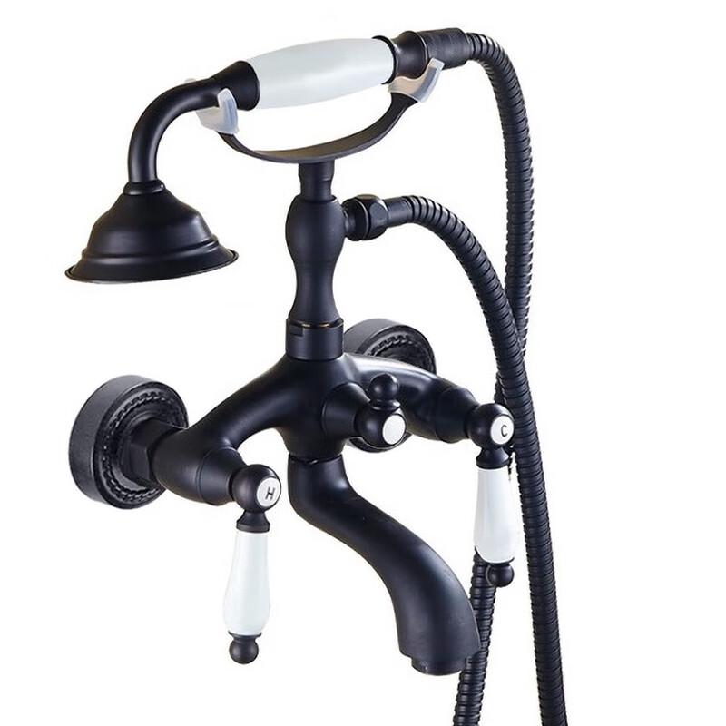 TLXT Wall-Mounted Bathtub Faucet with Handheld Shower