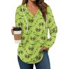 Women's Fashion Hoodies V Neck Long Sleeve Christmas Printed Drawstring Casual Loose Pullover Tops