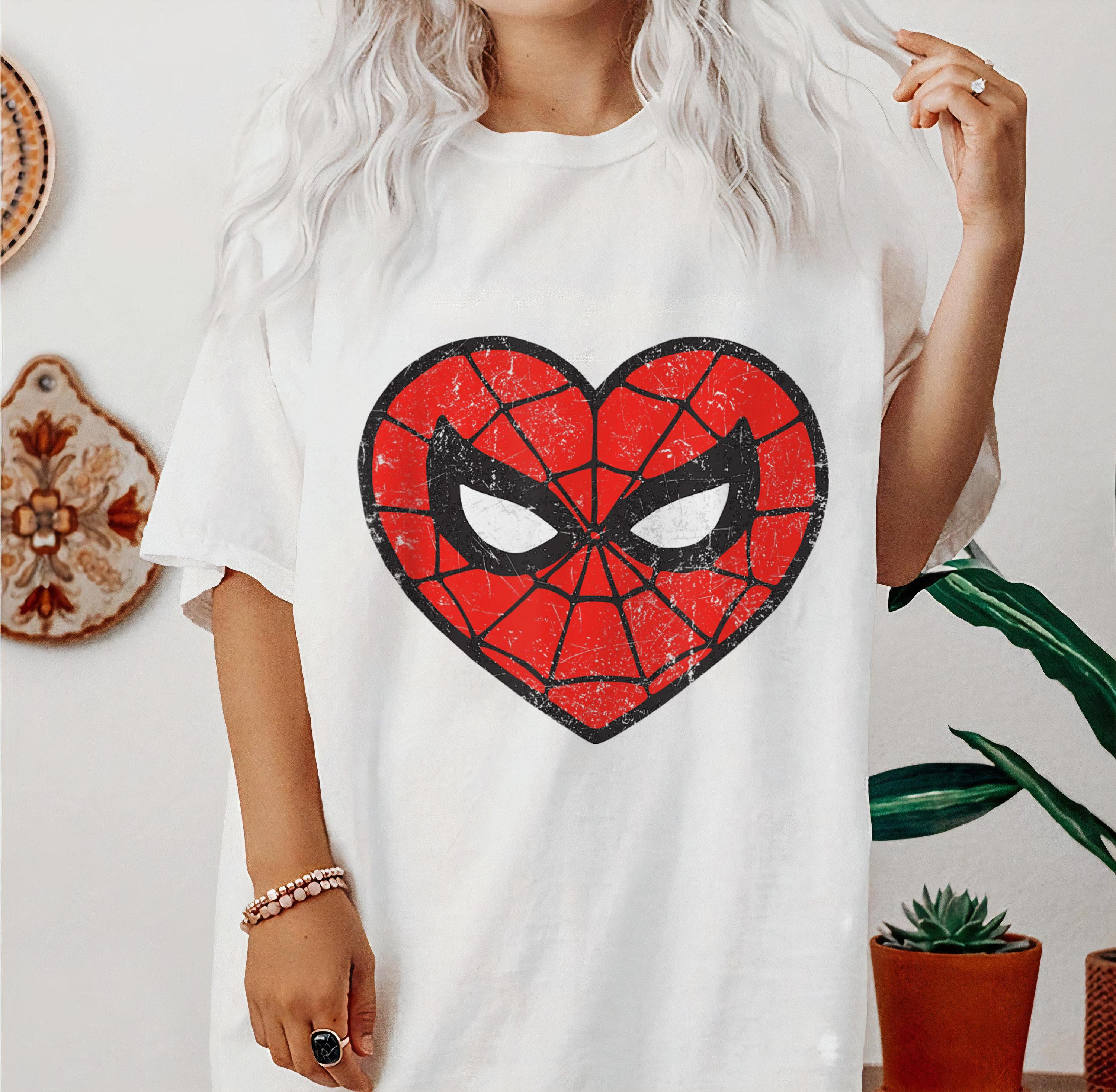 

Womens Marvel Unisex SpiderUnisex Heart Funny TShirt Streetwear Pure Cotton Short Sleeve Unisex Oversized Loose Casual Stylish S