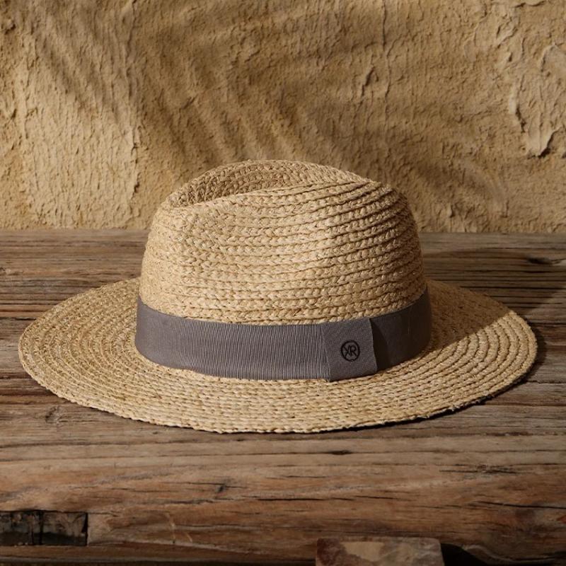 

High-quality Raffia Sun Hats Men Big Size 61cm Hand Woven Straw Hats Travel Beach Sun Protection Panama Gentleman Fedoras Hats 59-61CM
