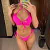 Sexy High Cut Thong Leopard Bikini Women Swimwear Female Swimsuit Bikini Set Lace Up Bather Bathing Suit