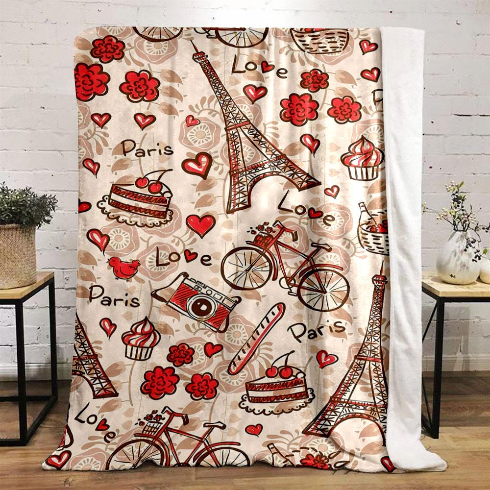 Eiffel Tower Love Paris Blanket bedroom Blanket for Livingroom Couch lunch break Soft throw for Friend's festival Gift