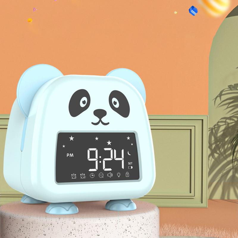 

JS2726E Cute Cartoon Panda Kids Digital Clock Children Sleep Training Alarm Clock with LED Night Light Baby Blue