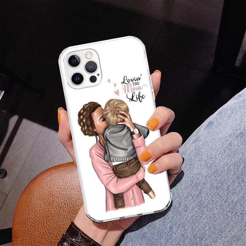 Baby Mom Girls Phone Case For iPhone 17 Air 16 Pro Max 16E 15 + 14 Plus 11 12 13 Mini 7 8 SE Gift Print Cover Fundas 17 Air 16 P