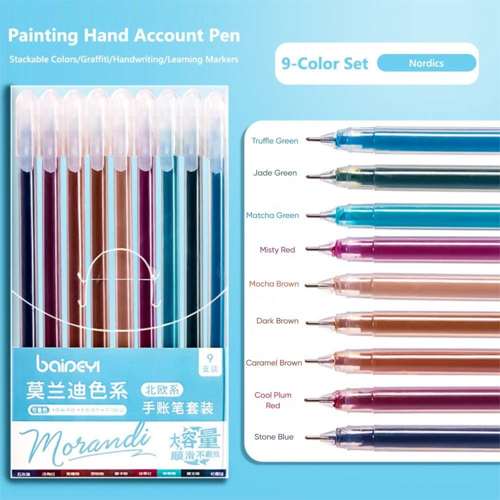 

9Colors/Set 9 Colors Hand Accounting Pen Set Large-capacity Highlighter Color Gel Pen Stationery 09