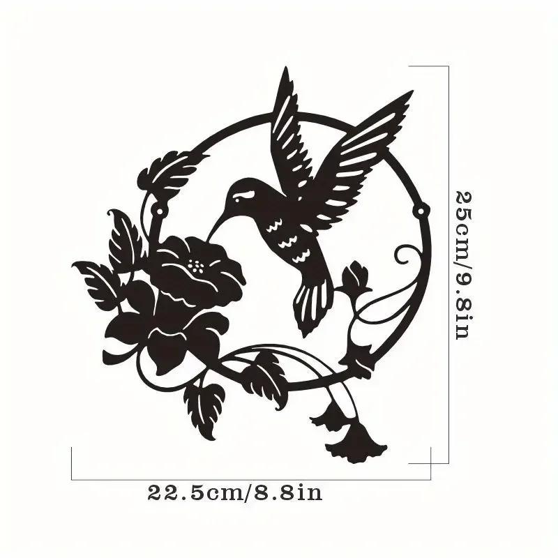 

Искусство украшения дома - Круглые металлические украшения в виде колибри | Стильные подвески для гостиной и дворика из кованого железа чёрный