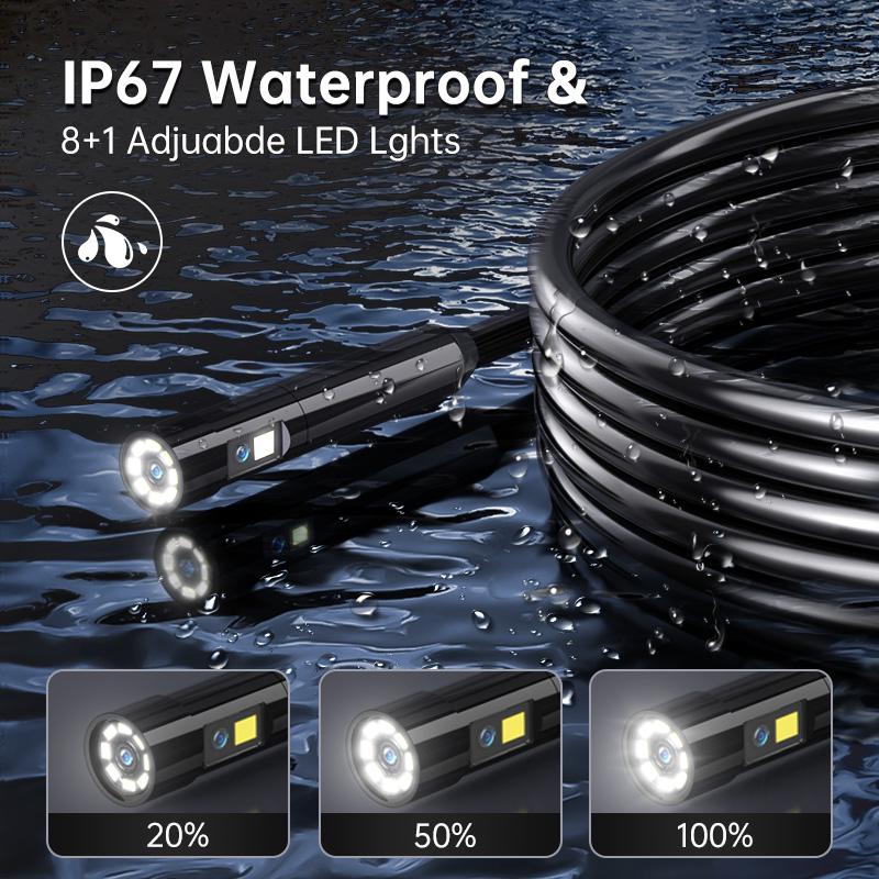 5inch Dual-Lens Endoscope Camera with Light 1080P Borescope 16.5FT Flexible Sewer Camera IP67 Waterproof Plumbing Snake Camera