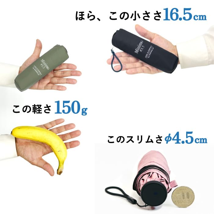 Super mini cool folding umbrella parasol lightweight 150g heat shielding 50cm ribs x 5 pieces Feels like Compact UV protection shading Windproof