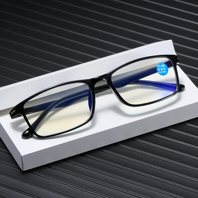 TR90 Anti-blue Light Presbyopia Glasses Men and Women Classic Vintage Square Frame Reading Glasses Fashion Farsighted Glasses +4.0
