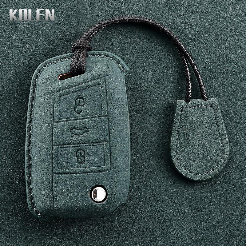 Leather Car Key Case Cover Shell   for VW Volkswagen Golf 7 MK7 Tiguan MK2 for SEAT Ateca Leon FR 2 Ibiza for Skoda Octavia A7