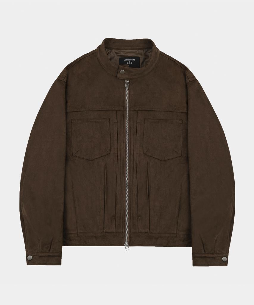 LETTERCOMO Contemporary Suede Rider Jacket Dark Brown