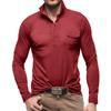 Mens Lapel Neck Business Polo Shirt Casual Long Sleeve Tee Tops Sport T Shirts