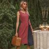 YYFS Women's Fashion Summer Spring Sleeveless O-Neck High Waist Casual Dresses