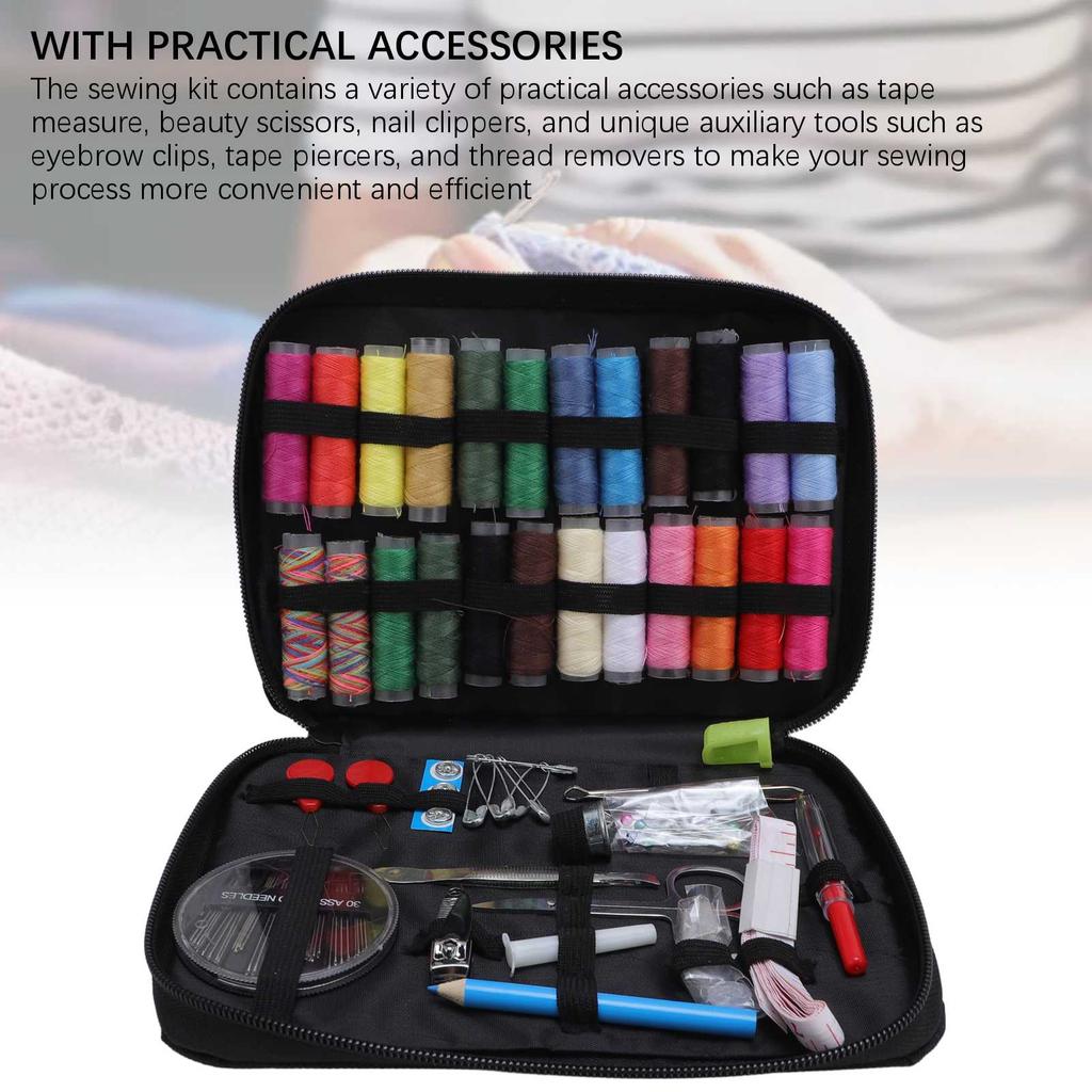 Sewing Kit Gift Needles Thread Scissors Travel Portable Box Supplies Accessories for Dorm Room Home