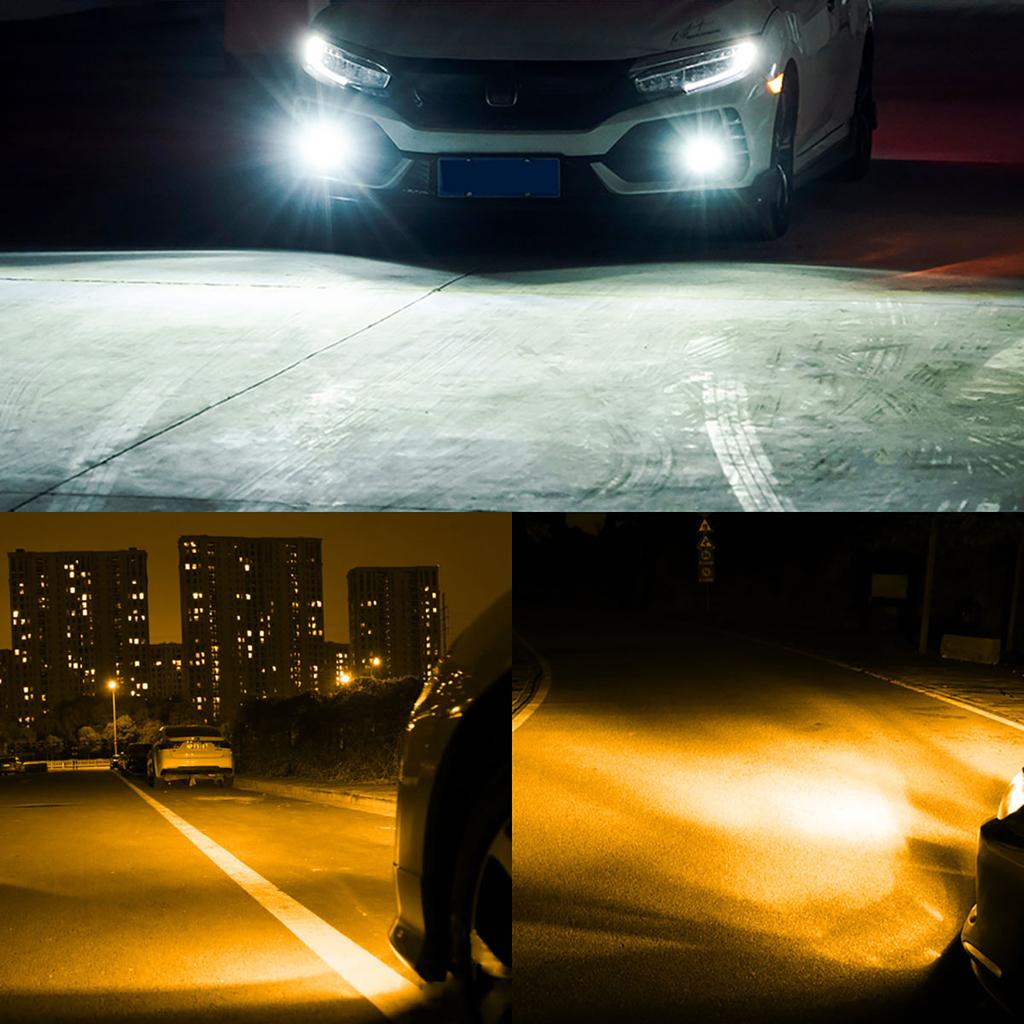 2PCS Car Fog Light 9-24V H1 LED Fog Running Light Bulb H3 LED Super Bright LED Auto Lamp Amber White No Adapter Required DRL