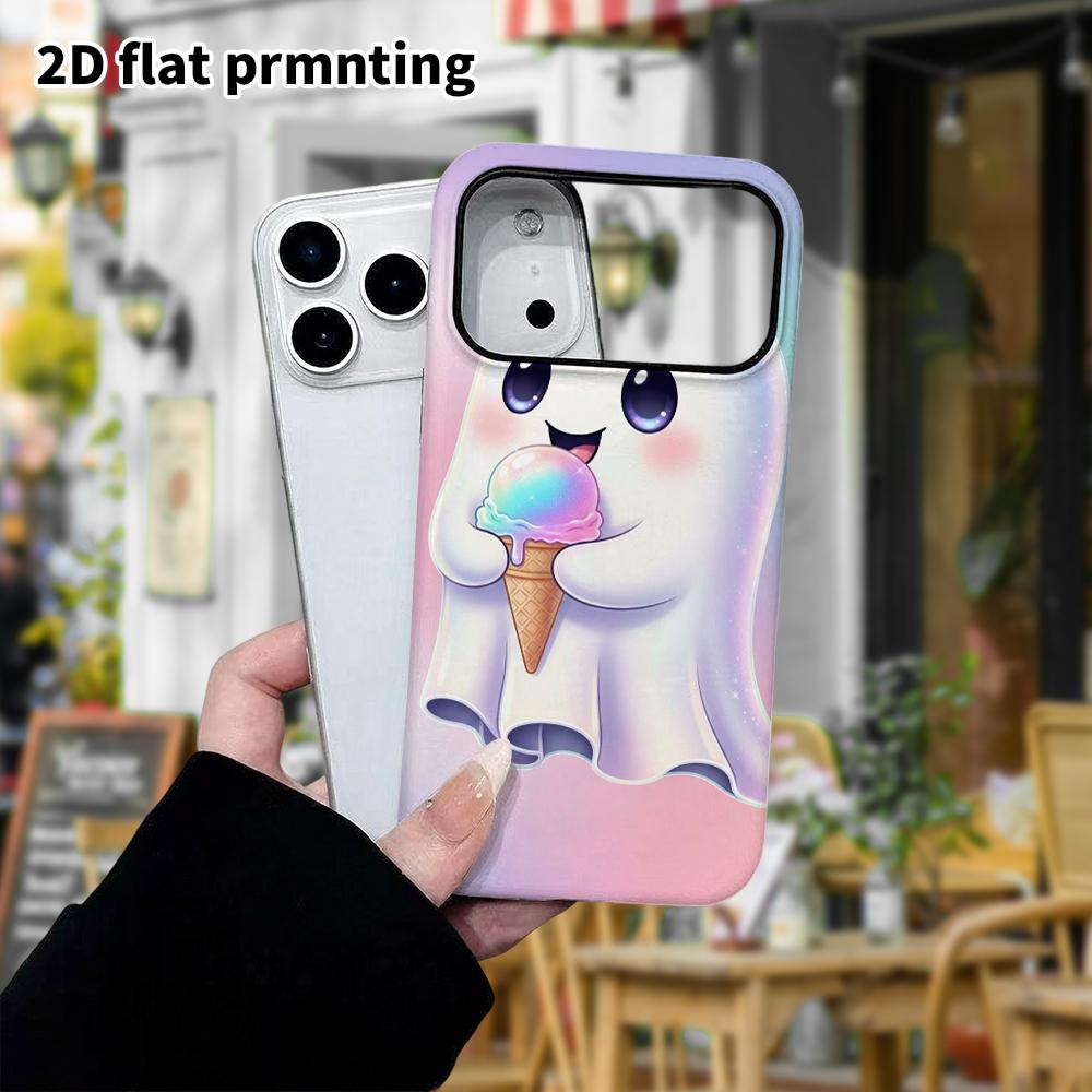 Phone Case: 2D Flat Design Suitable for iPhone 18 17 16 15 14 13Pro Film Protective Case, Couple Style, Ice Cream Ghost, Christmas and Halloween Gifts
