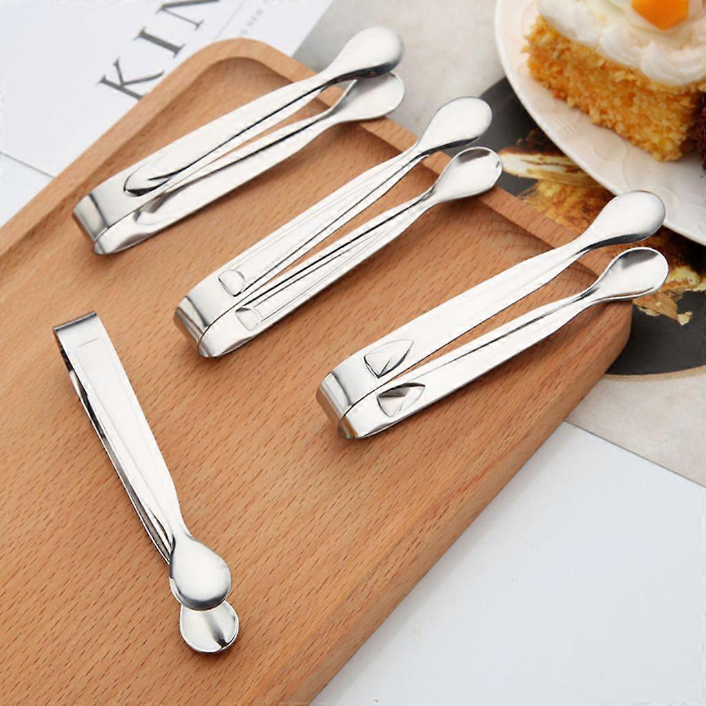 2pcs Stainless Steel Coffee Sugar Tongs BBQ Grill Tongs Kitchen Tools