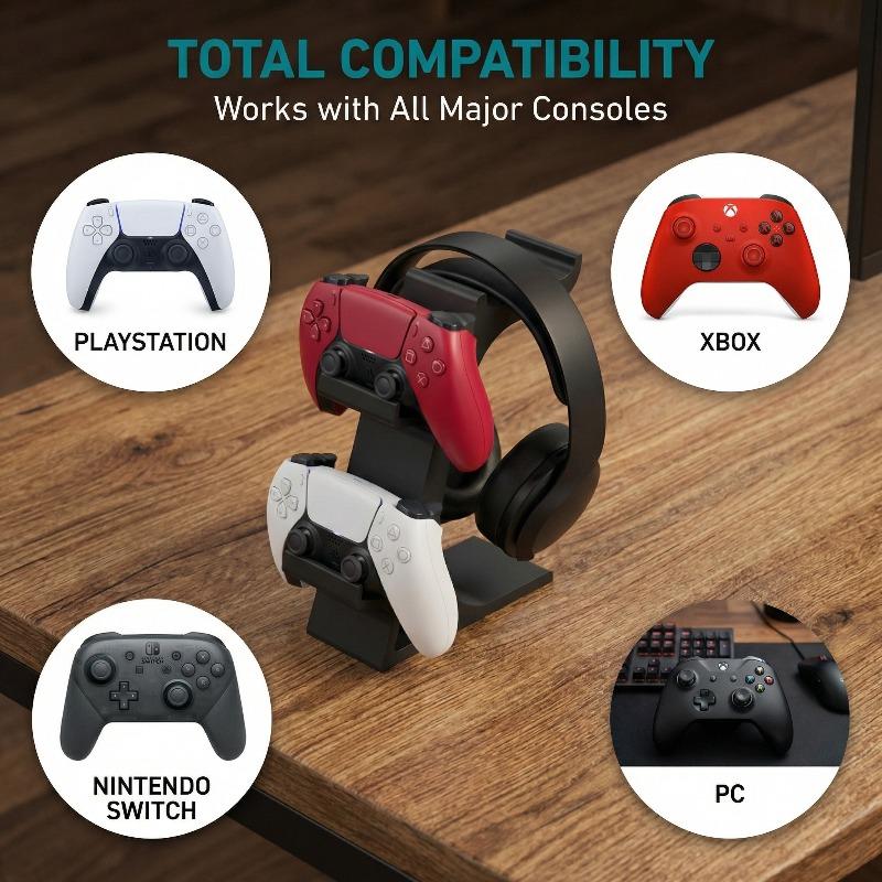 Gaming Controller Headphone Stand Holder Desktop Organizer For Ps5 Switch Pc Gamepads Storage Desk Office