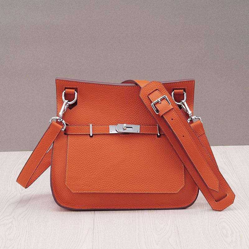 Leder Platinum Lock Tasche - Rindsleder mit Lychee-Narbenmuster Schulter- & Messenger-Stil