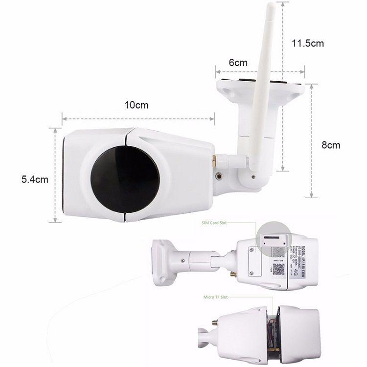 Câmera de Segurança Inteligente HD-IP 4G GSM 2.0 Megapixel Full HD 1920x1080p Infravermelho Wifi