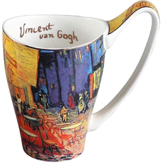 Bone China Coffee Mug, 16oz Large Tea Cup - Design Inspired by Van Gogh s Paintings (Iris flower) Night café