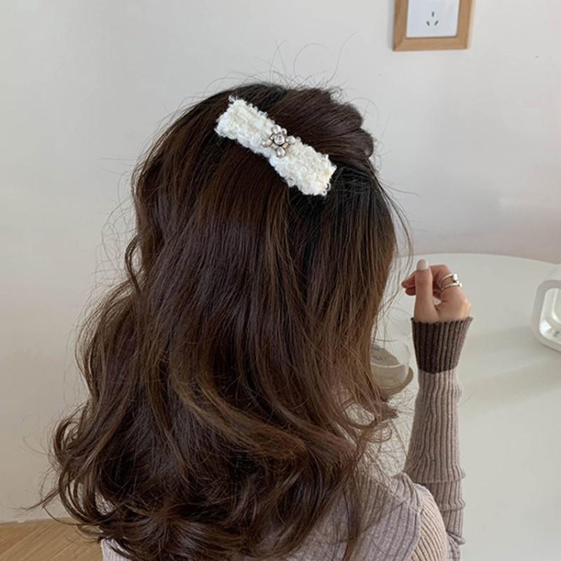 Women White Camellia Barrettes Hairpins  Set  Newest Elegant Cashmere Woolen Knitted Camellia Hair Clips Hairgrips