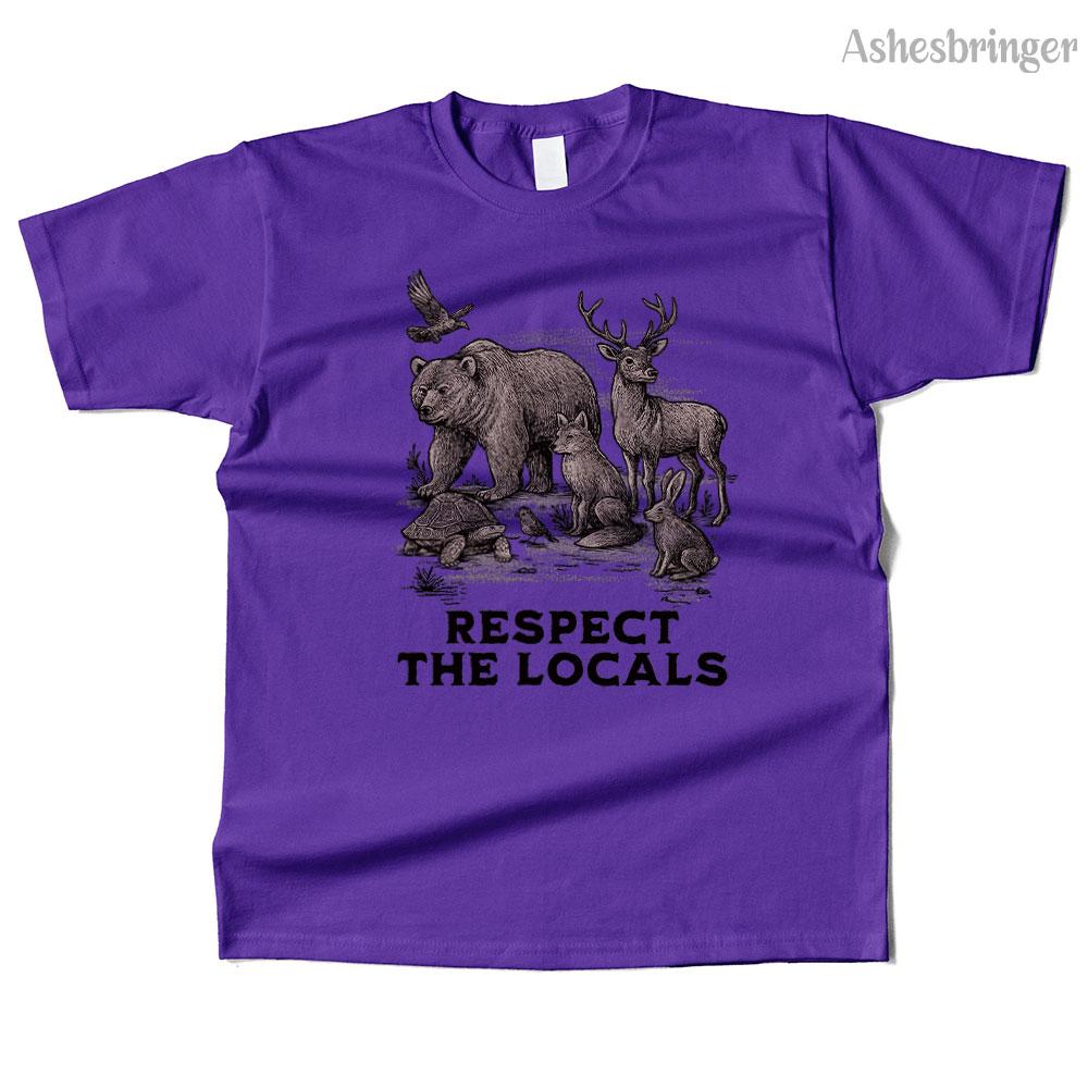 Mens Cotton Respect The Locals Graphic High Quality T Shirt Street Casual Style Tee for Men and Women
