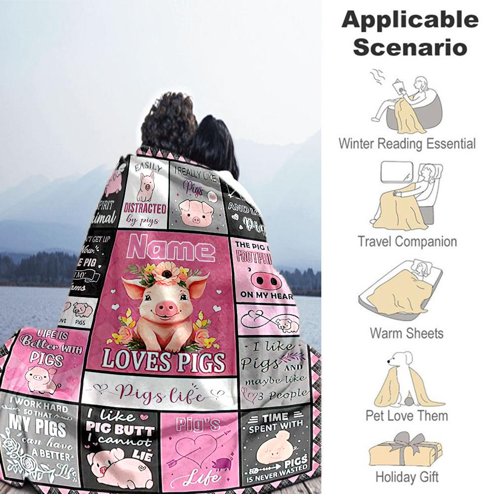 Like Pigs Customize Your Name Blanket Throw Personalized Blanket Soft & Cozy Great for Chair Bedding Livingroom Nap Ideal for All Seasons
