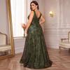 European and American Plus-Size Formal Dress, Deep V-Neck Sexy Long Dress, Slim-Fit Mermaid Bridesmaid Evening Gown