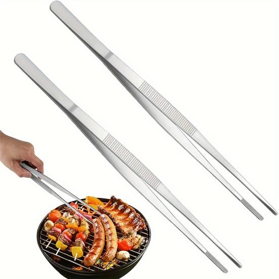 Küchenpinzette zum Kochen, feine Zähne, Küchenpinzette, langer Griff, Lebensmittelpinzette