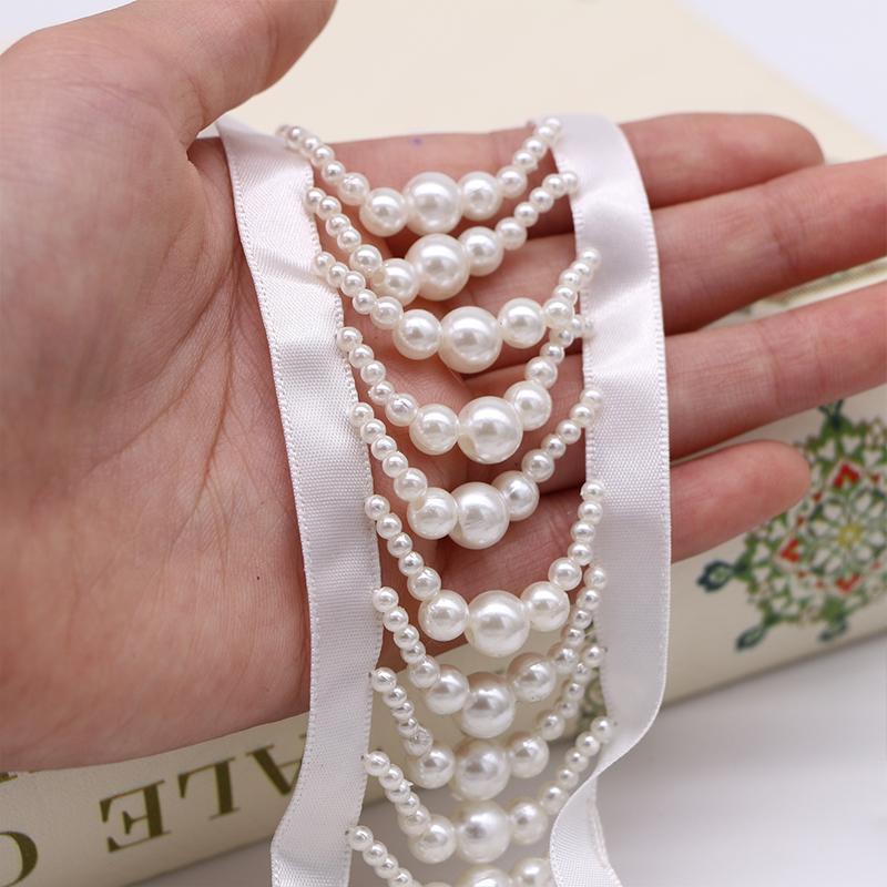 

1yard Black White Beaded Tassel Ribbon Trim Sewing Supplies Fashion Clothes Dress Cuffs Lace Decoration DIY Crafts Accessories 1yard белый