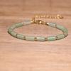 Green Aventurine Cylinder Bead Bracelet – Gold Accent Dainty Jewelry, Prosperity Luck Gift for Women