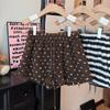 Sweet Heart Print High Waist Winter Wide Leg Pants - Women's Casual Slimming Shorts
