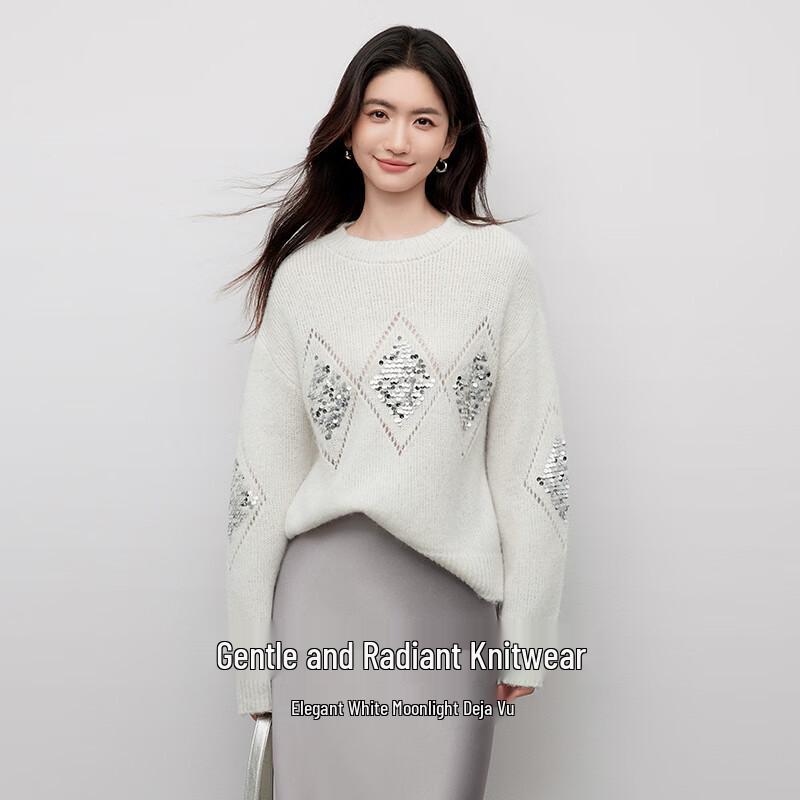 Xiangying Women's Sequin Embroidered Knit Sweater