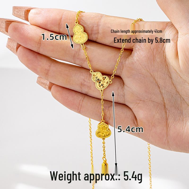 Vietnam Gold-Plated Clover Necklace, Ring & Five-Flower Bracelet Set