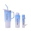Water bottle explosion gradual change three-piece plastic cup 10oz large capacity straw ice cup outdoor portable handle