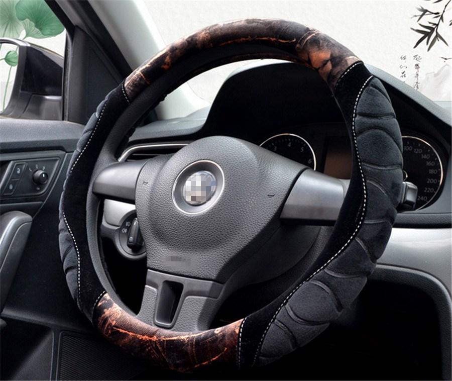 New short plush steering wheel cover flocking car handle warm non-slip for car
