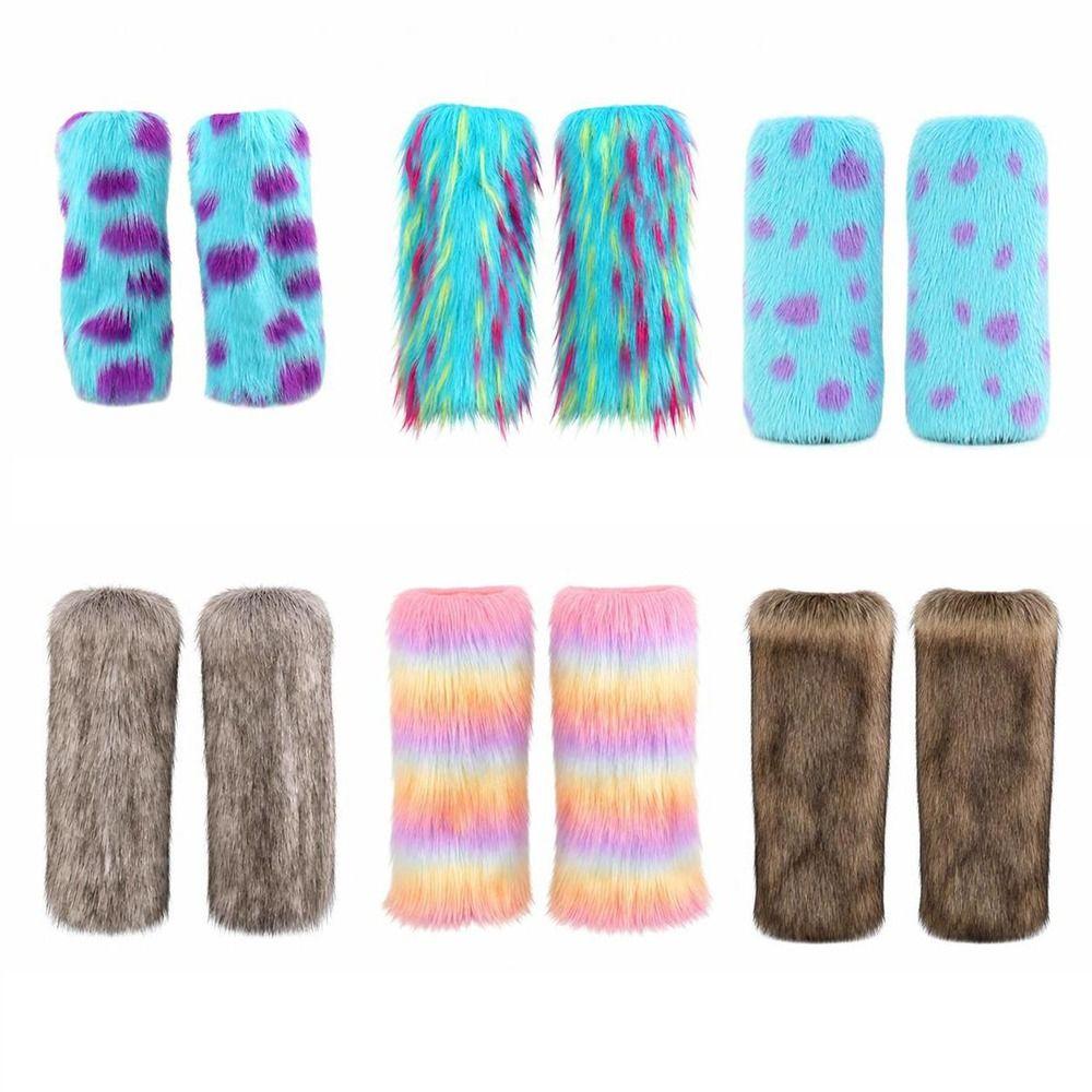 Weiche und flauschige Beinwärmer mit elastischen Öffnungen Pelz-Stiefelmanschetten Cosplay-Accessoires