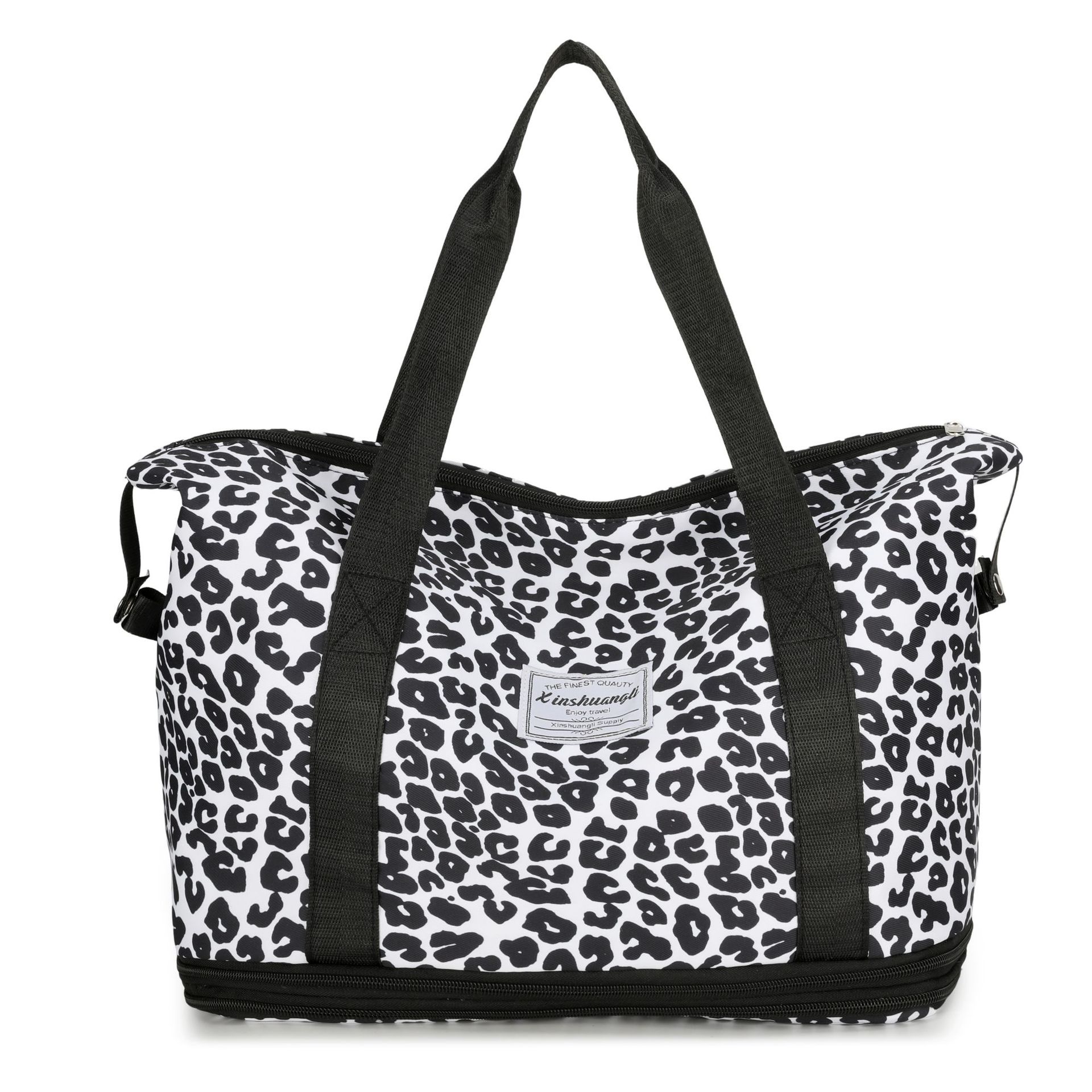 

New leopard print large-capacity travel bag dry and wet separation independent shoe compartment fitness bag short-distance foreign style to be produc