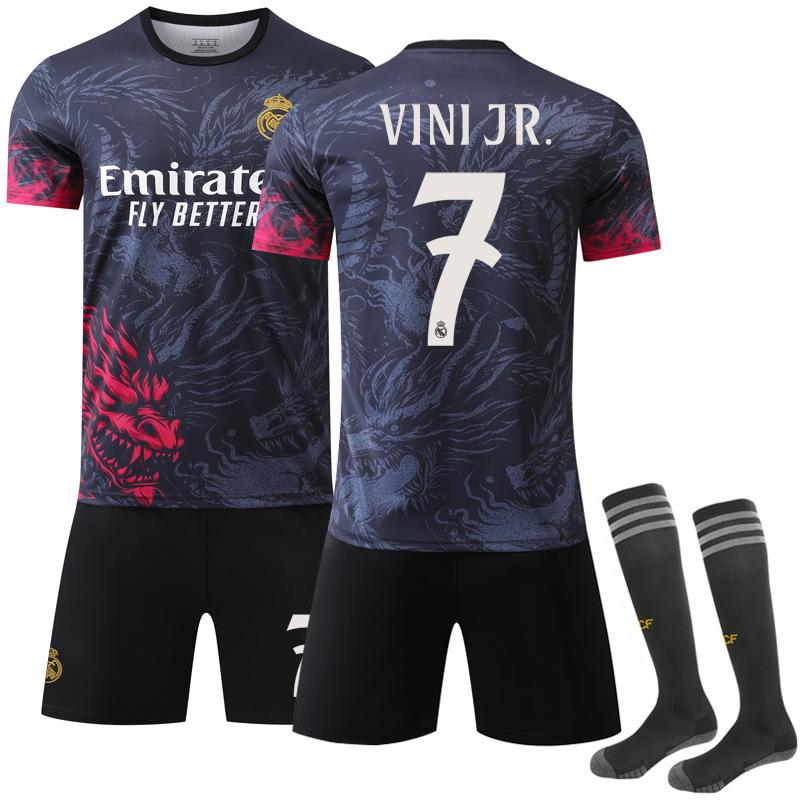 24/25 Real Madrid Anzug mit Drachenmuster Fußballtrikot-Set mit Socken