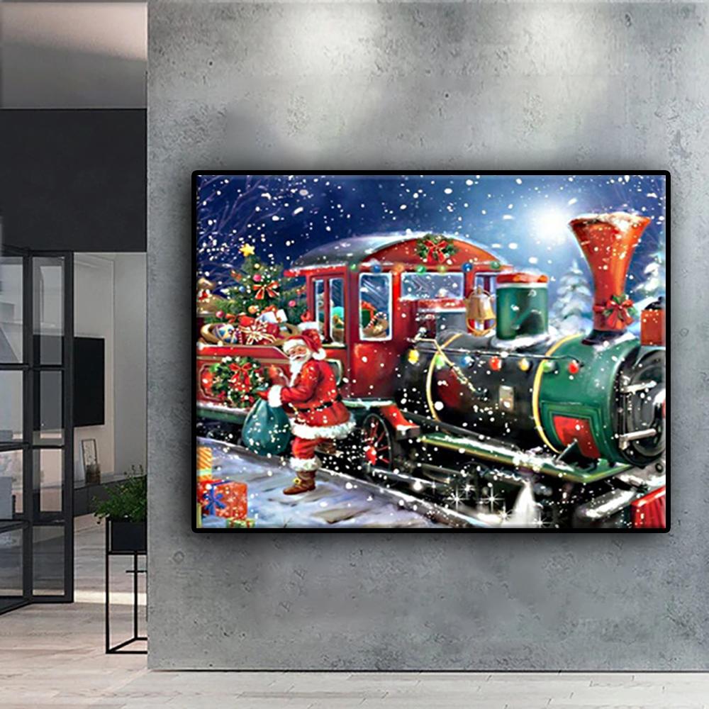 5D DIY vánoční stromeček Santa Sněhulák Křížkový steh Kamínky Kresba diamantem Výšivka Mozaika Domácí dekorace