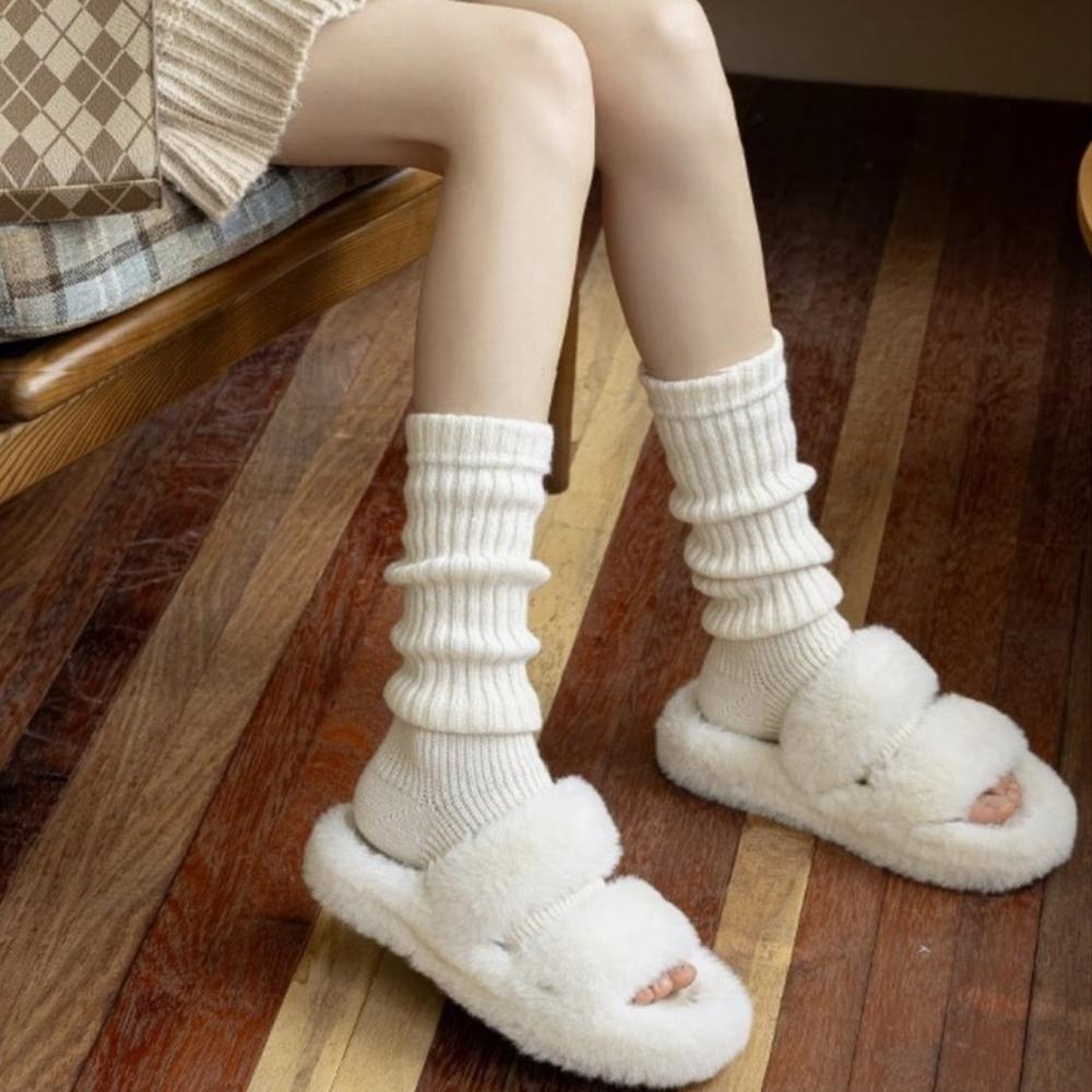 Winter Knit Leg Warmers – Thick Ribbed Design,6COLOR From Korea