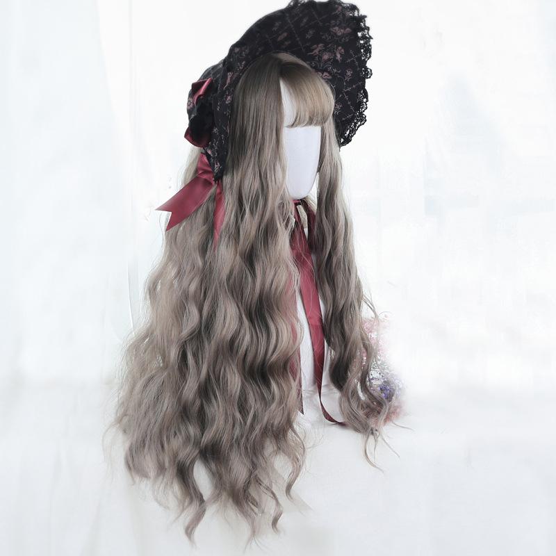 Bybrana Female Long Hair Big Wave Bangs Wig Synthetic Hair Daily Wear And High Temperature Resistance
